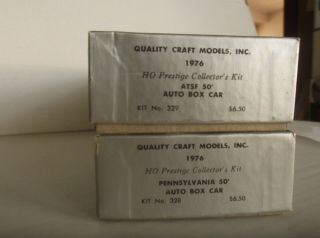 QUALITY CRAFT 1976 Prestige 2 Car Set AT&SF,  PRR 50 Ft Auto Box Kit NR 3