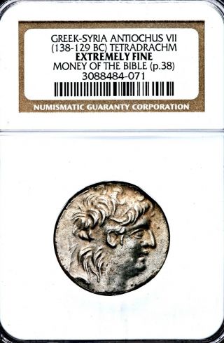 138 - 129 BC Greek - Syria Antiochus VII AR Tetradrachm Coin NGC EF 3