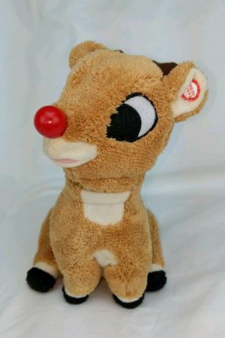 Gemmy Singing Moving Head Rudolph The Red Nose Reindeer Plush Tv Movie 8 " Tall