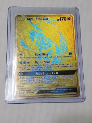 Pokemon Hidden Fates Tapu Fini Gx Full Art Golden Rare Card Sv92/sv94 Nm - M
