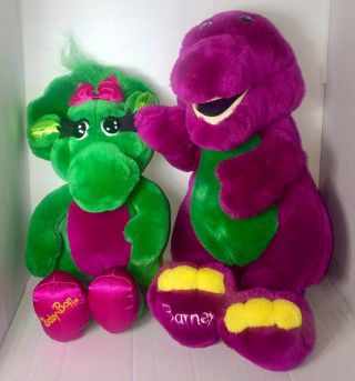 Vintage Barney The Purple Dinosaur & Baby Bop Plush Dolls Stuffed Animals 1992