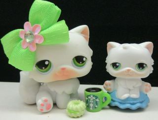 Littlest Pet Shop 15 Cute White Persian Kitty Cat Bow Pencil Topper Accessories