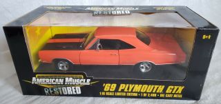 1/18 Ertl American Muscle Restored 1969 Plymouth Gtx Orange 1 Of 2,  499 Die Cast