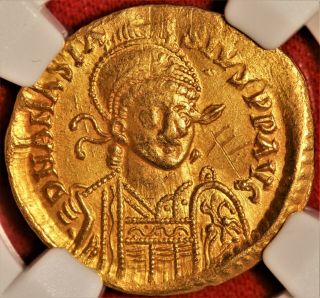 E - Coins Australia Anastasius Gold Av Solidus.  491 - 518 Ad.  Constantinople.
