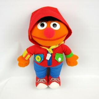 Playskool Dress Me Up Ernie Plush Sesame Street Doll Hood Zipper Buttons