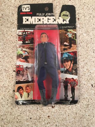 1973 Ljn Emergency Squad " 51 " Vintage John Gage Figure Moc Very Rare Black Card