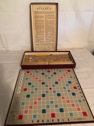 Vintage 1953 Scrabble Word Board Game Selchow & Richter Usa.  Box