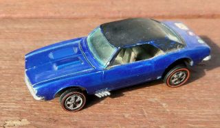 Hot Wheels 1967 Custom Camaro Redline Blue With Black Top
