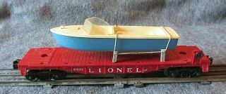 Vintage Lionel Postwar 6801 Flat Car With Boat