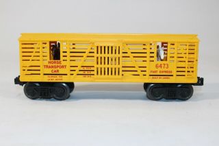 Vtg Lionel O Scale Model Train Horse Animal Transport Car 6473 Yellow Box Car
