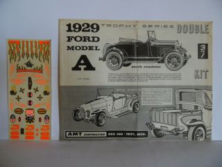 Vintage Model Car Instructions And Decals Amt 1929 Ford Model A 1/25 Scale