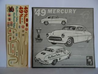 Vintage Model Car Instructions And Decals Amt 49 Mercury 1/25 Scale