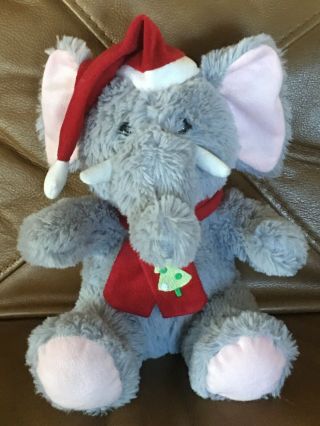 Dan Dee Collectors Choice Plush Christmas Elephant Santa Hat Stuffed Animal