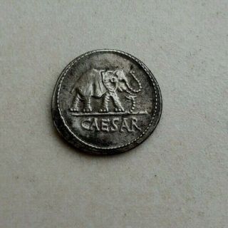 Rome Ancient Silver Denarius Julius Caesar Ar Denarius Coin 48 Bc Elephant Snake