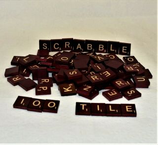Scrabble Deluxe 100 Maroon / Burgundy Tile W/gold - All Correct Letters -