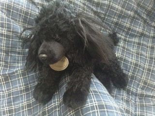 Russ Berrie Yomiko Classics Plush Black Poodle Dog Laying Down Tags 15 "