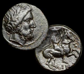 Krannon,  Thessaly,  Greek Bronze Coin.  350 - 300 Bc.  Poseidon / Bcd Collect W/coa