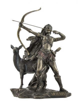 Bronzed Artemis Goddess Of Hunting And Wilderness Statue