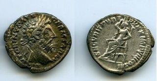 Ancient Rome Marcus Aurelius 161 - 180 Ad Silver Denarius Securitas Seated