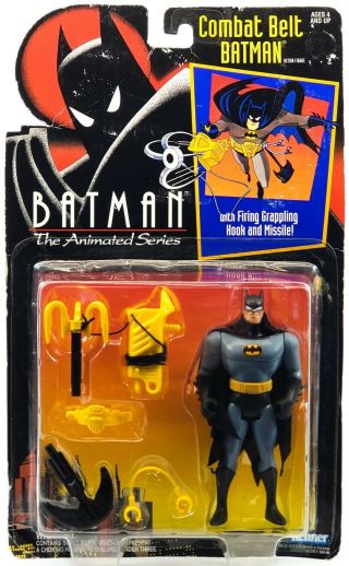 1992 Kenner Batman Animated Series Combat Belt Batman 5 " Action Figure Moc