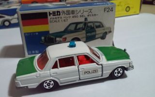 Tomy Tomica White Box F24 Mercedes Benz Police Car 1/56 Diecast Japan