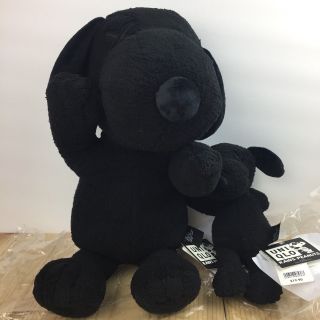 Kaws X Uniqlo 2017 Peanuts Snoopy Plush Toy Black Set Of 2 Large And Small