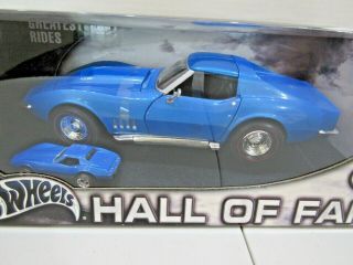 Blue 1969 Chevy Corvette Hall Of Fame Set 2003 1/64&1/18 Hot Wheels Diecast Car