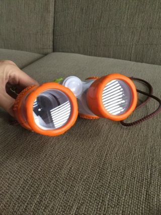 Fisher Price Kid Tough Toy Binoculars White/Orange w/ Break - Away Safety Strap 2