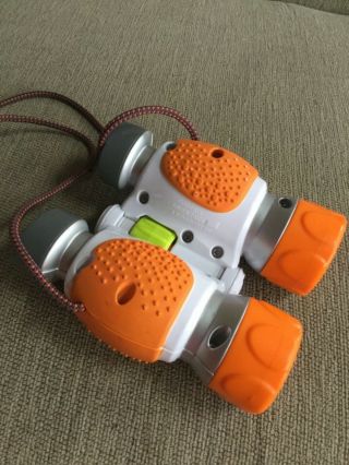 Fisher Price Kid Tough Toy Binoculars White/Orange w/ Break - Away Safety Strap 3