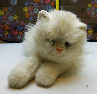 Ty Classic Angel White Persian Kitty Cat Pink Bow Vintage Plush 18 " Toy 1987