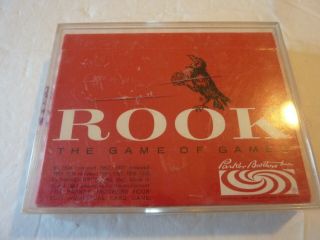 Vintage 1963 Parker Brothers Rook Card Game Red Box With Plastic Case Complete
