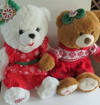 2 Large Plush Christmas Teddy Bears Dan Dee Snowflake Teddy 2016,  Hug Fun 2017