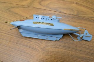 Vintage Sutcliffe Model Unda - Wunda Blue Submarine Toy Antique Clockwork Boat.