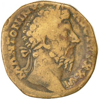 [ 490918] Marcus Aurelius,  Sestertius,  172,  Rome,  Vf (30 - 35),  Copper,  Ric:1033