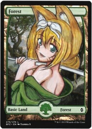 Mtg Magic The Gathering Painted Altered Art Forest Anime Land