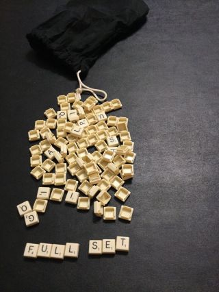 100 Scrabble Mini Plastic Letter Tiles Folio Travel Game Parts Jewelry Art Craft