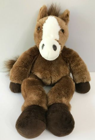 Build A Bear Retired Horse Brown White Plush 19 " Stuffed Animal Bean Bag Hooves