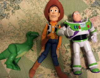 Toy Story 4 Rex,  Plush Woody,  And Karate Chop Buzz Lightyear
