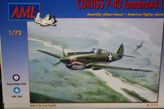 1/72 Aml Curtiss P - 40 Tomahawk I.  U.  S Wwii Fighter W/resin Detail Model