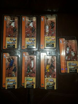 Mcfarlane Nba 3 Inch Complete Set Of 7/ 2 Packs Shaq Lebron Yao Dirk Kidd Pierce