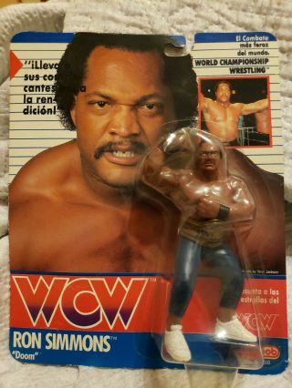 Galoob Toys Wcw Wrestling Ron Simmons No Stripe Trunks Moc Rare Foreign Card