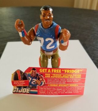 1987 Gi Joe William " The Fridge " Perry Action Figure With Mail In Card Hasbro