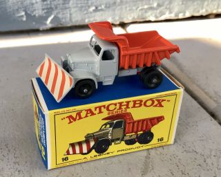 Vintage Matchbox Lesney 16 Scammell Mountianeer Snow Plough & Box