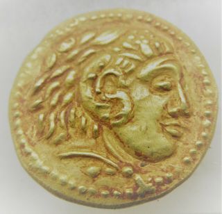 Ancient Greek Au Gold Drachm Coin Alexander The Great 5.  12grams 19.  5mm
