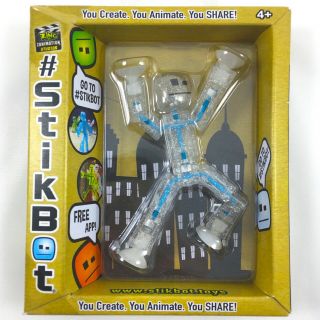 Stikbot Clear Glitter Translucent Sparkles Poseable Stop Motion Animation Figure
