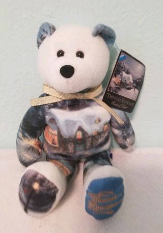 Thomas Kindade Collectible Plush 9 " Christmas Bear - Silent Night