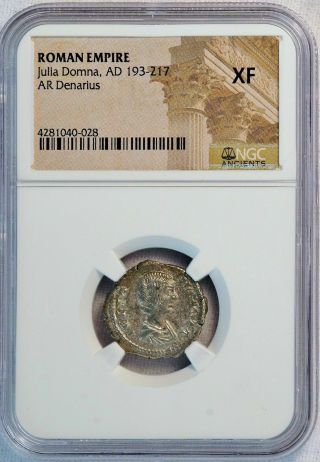 Roman Empire Julia Domna Ad 193 - 217 Ar Denarius Coin (ngc Xf Extremely Fine)