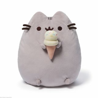 Gund Pusheen Snackables Ice Cream Cone Cat Plush Stuffed Animal,  Gray,  9.  5 "
