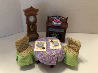 Fisher Price Loving Family Dining Room Table Chairs Buffet Clock Furniture Set