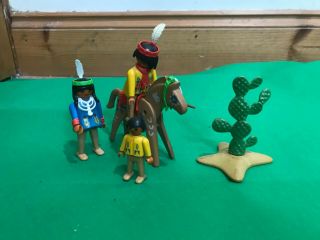 Vintage Playmobil Native American Indian Family Set 3396 - Complete - Vgc - Rare